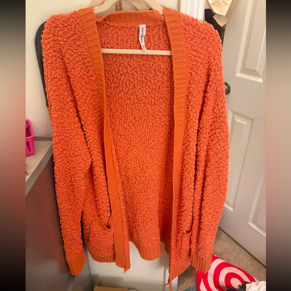 Zenana Outfitters Vibrant Orange Cardigan